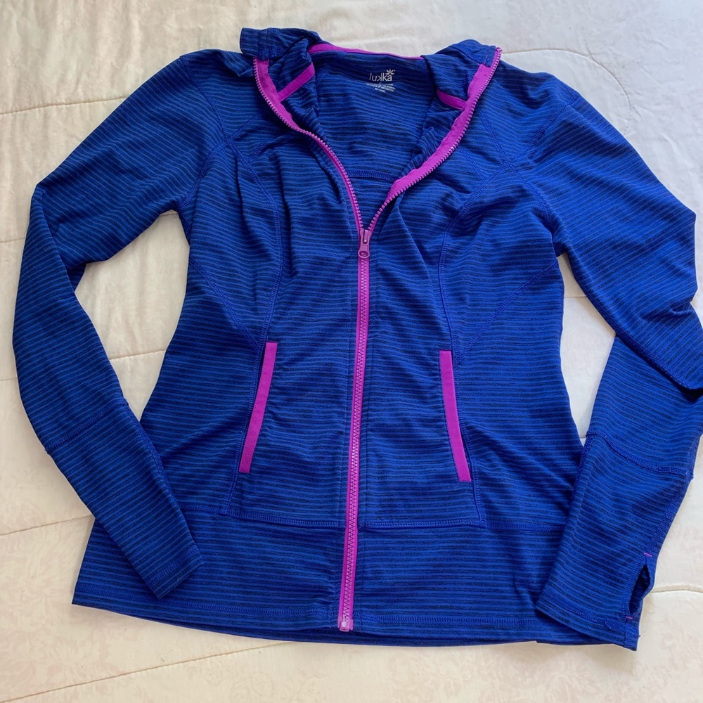 Blue Striped Work-Out Hoodie